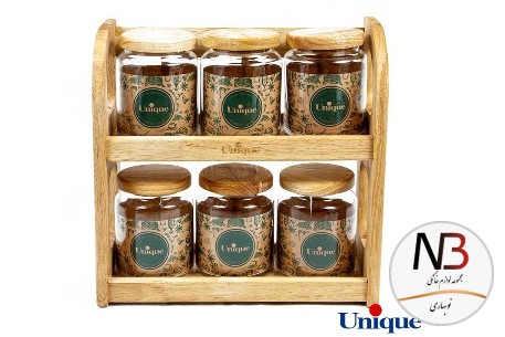 عکس محصول - ست-جا-حبوباتی-چوبی-دو-طبقه-یونیک-مدل-un-6127