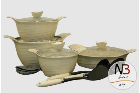 سرویس-قابلمه-11-پارچه-کرم-رز-7748-یونیک