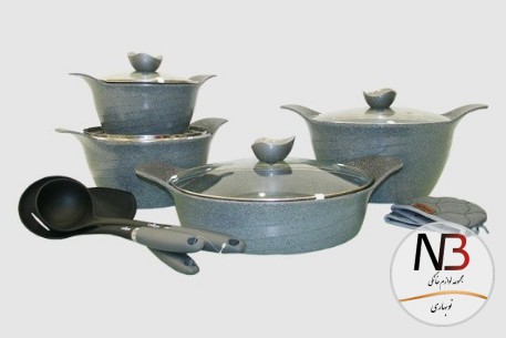 سرویس-قابلمه-11-پارچه-طوسی-نقره-ای-رز-7744-یونیک