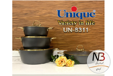 سرویس-قابلمه-8-پارچه-درب-منحنی-ـ-طلایی-یونیک-کد-un-8311