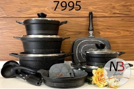 عکس محصول - سرویس-قابلمه-16-پارچه-سبز-آبی-کلاسیک-7713-یونیک