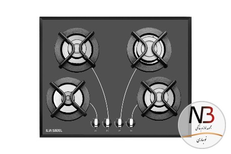 اجاق-گاز-ایلیا-استیل-شیشه-ایی-مدلiliasteel-g402