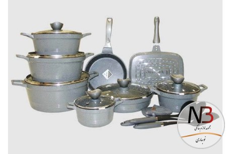 سرویس-قابلمه-18-پارچه-یونیک-مدل-کلاسیک-طوسی-نقره-ای-un-7778