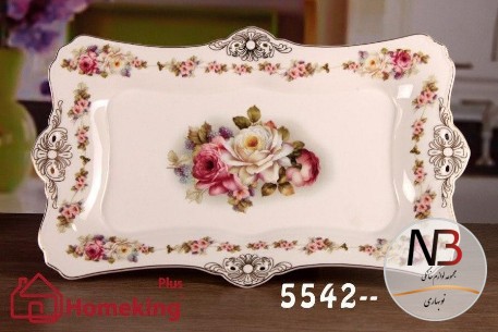 دیس-مستطیل-سفید-گلدار-5542-هوم-کینگ