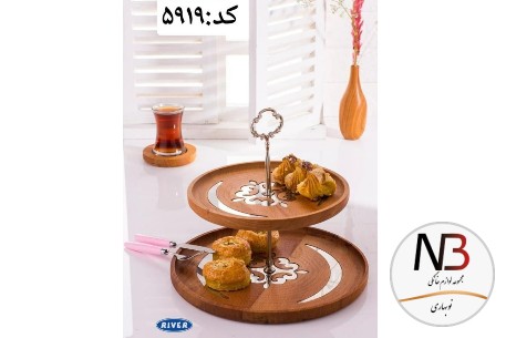 شیرینی-خوری-2-طبقه-چوب-استیل-ریور-مدل-5919