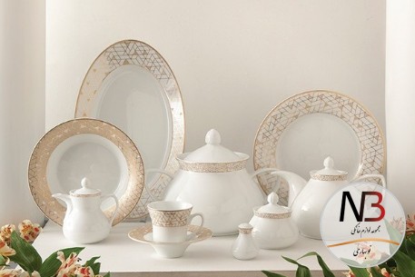 عکس محصول - محتویات-سرویس-108پارچه-ژئومتریکال-نقره-ای-زرین