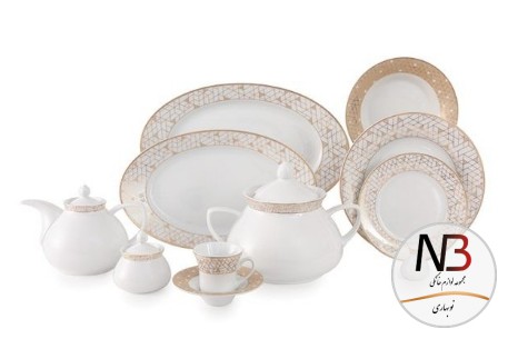 محتویات-سرویس-108پارچه-ژئومتریکال-نقره-ای-زرین