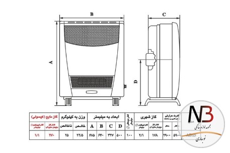 عکس محصول - بخاری-گازی-نیک-کالا-مدل-ناهید-ab15-r
