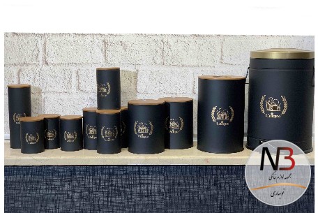 سرویس-آشپزخانه-12-پارچه-فانتزی-مشکی-لوگو-8007-یونیک