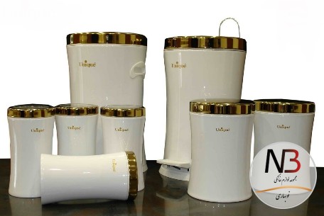 عکس محصول - سرویس-8-پارچه-آشپزخانه-کمر-باریک-سفید-با-درب-طلایی-4520-یونیک