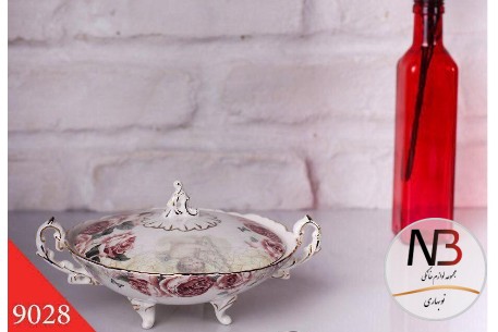 شکلات-خوری-گرد-درب-دار-گلدار-9028-ان-تی-سی