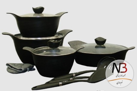 سرویس-قابلمه-11-پارچه-مشکی-رز-7740-یونیک