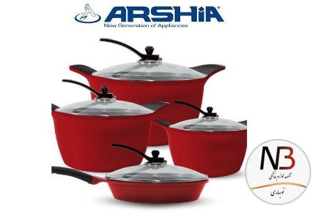 سرویس-8پارچه-چدن-گرانیتی-کره-ای-قرمز-درب-پیرکس-2396-162-عرشیا