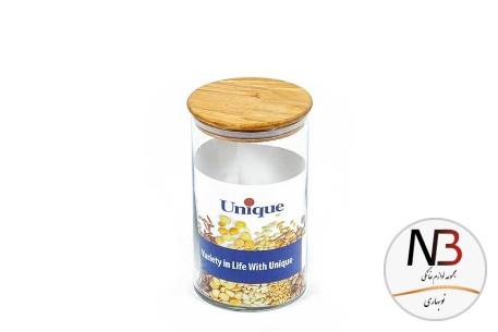 بانکه-حبوبات-شیشه-ای-درب-چوبی-900-یونیک-مدل-un-1274