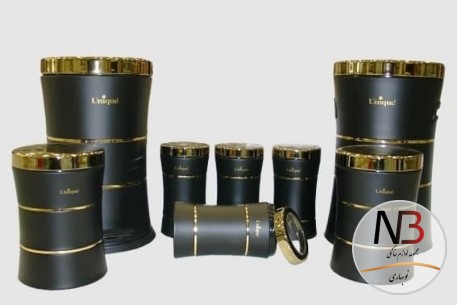 سرویس-8پارچه-خطی-کمرباریک-مشکی-طلا-یونیک-مدل-4594