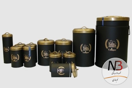 سرویس-آشپزخانه-12-پارچه-فانتزی-مشکی-درب-طلایی-8033-یونیک