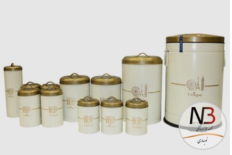 سرویس-آشپزخانه-12-پارچه-فانتزی-کرم-ایفل-درب-طلایی-8029-یونیک
