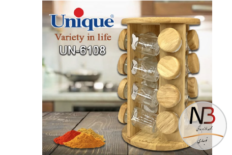 ست-جا-ادویه-ای-گردان-گرد-چوبی-یونیک-16-تایی-un-6108