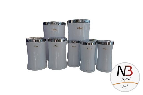سرویس-8-پارچه-آشپزخانه-کمر-باریک-سفید-با-درب-استیل-4530یونیک