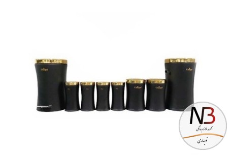 سرویس-8-پارچه-آشپزخانه-کمر-باریک-مشکی-درب-طلایی-4540-یونیک