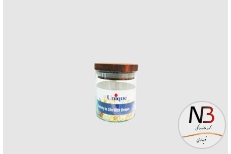 بانکه-ادویه-شیشه-ای-200-یونیک-مدل-1280-درب-چوبی
