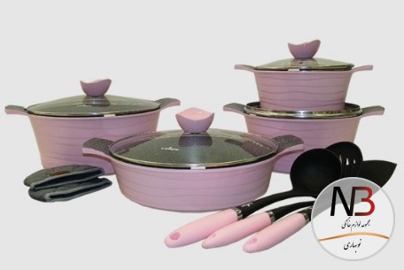 سرویس-قابلمه-11-پارچه-لاین-صورتی-یونیک-un-7727